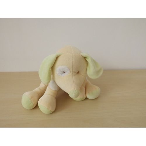 Peluche Chien Jaune Collier Bleu Rouge Kiabi