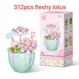Bloc De Construction Bouquet Jouet Modèle 3d Plante De Décoration Pour La Maison Fleur De Lotus En Pot Assemblage En Brique Jouet Pour Fille Cadeau Pour Enfant