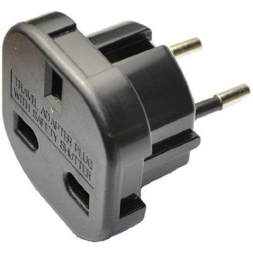 Adaptateur Secteur De Voyage UK 3 Broches - Europe 2 Broches (Royaume-Uni - Europe) - Noir