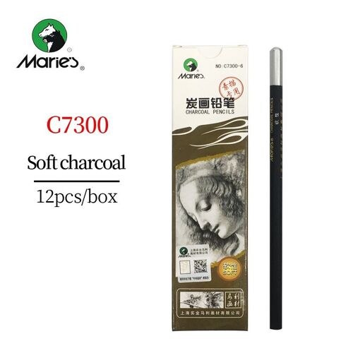 Crayon À Charbon/Carbone 12 Pièces, Croquis Professionnel, Doux/Moyen/Dur/Extra-Doux, Stylos À Charbon Pour Dessin, Fournitures D'art C7300