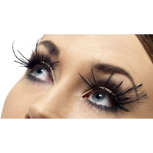 Faux Cils Noirs Longues Et Plumes Sd