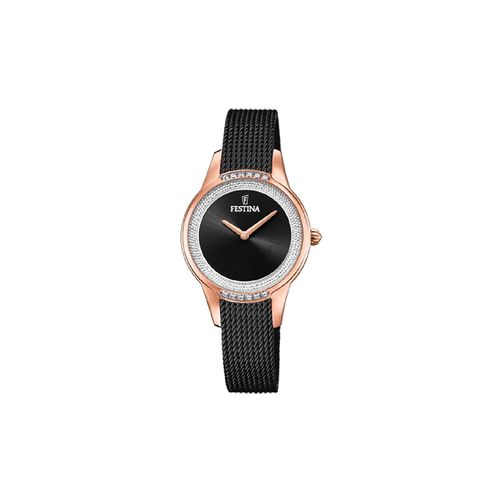 Montre Femme Festina Noire Rose Et Cristal