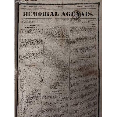 Mémorial Agenais, 7e Année - 1837, N°1001 - Mardi 7 Novembre : Agen, Le 6 Novembre 1837. Charles X - Le 6 Novembre - Elections - Chronique -Affaires D Espagne