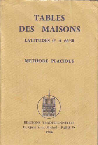 Tables Des Maisons Latitudes 0° A 66°30