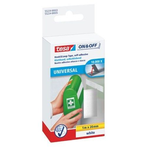 Tesa VELCRO bande auto-agrippante, 20 mm x 1,0 m, blanc,
