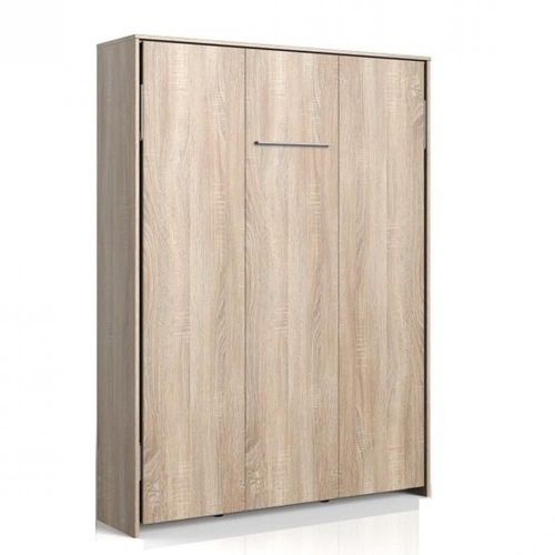 Lit Escamotable Vanier Décor Chêne Couchage 140 X 200 Cm