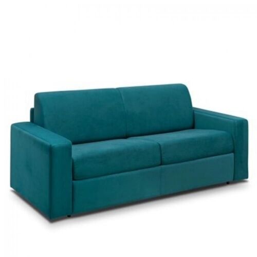 Canapé convertible express MIDNIGHT AMORE 160cm matelas 16cm velours bleu paon
