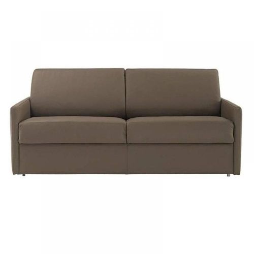 Canapé Lit 3-4 Places Sun Convertible Express 160cm Cuir Vachette Taupe Matelas Épaisseur 16cm
