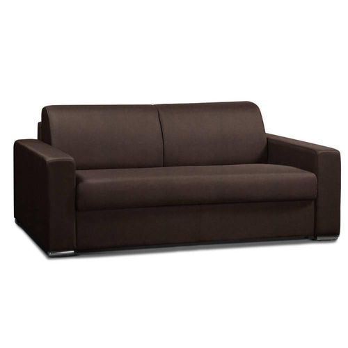 Canapé Convertible 3- Allure Matelas Mémory 20cm Lattes 160cm Microfibre Marron