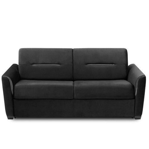 Canapé Convertible Express Amazone 120cm Matelas 16cm Cuir Vachette Gris Graphite