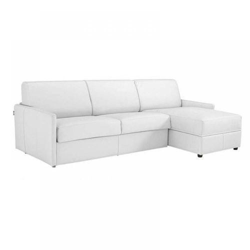 Canapé D'angle Sun Convertible Express 160cm Polyuréthane Blanc Cassé Matelas Épaisseur 16cm