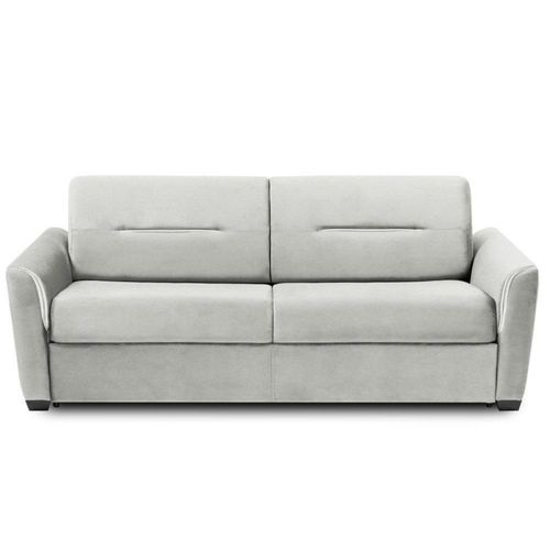 Canapé Convertible Express Amazone 140cm Matelas 16cm Cuir Vachette Blanc Cassé