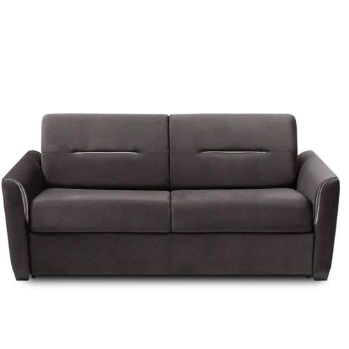 Canapé Convertible Express Amazone 120cm Matelas 16cm Sommier Lattes Cuir Vachette Marron