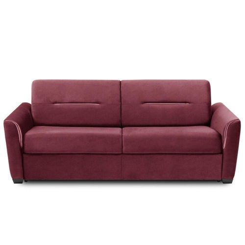 Canapé Convertible Express Amazone 140cm Matelas 16cm Sommier Lattes Tweed Rouge