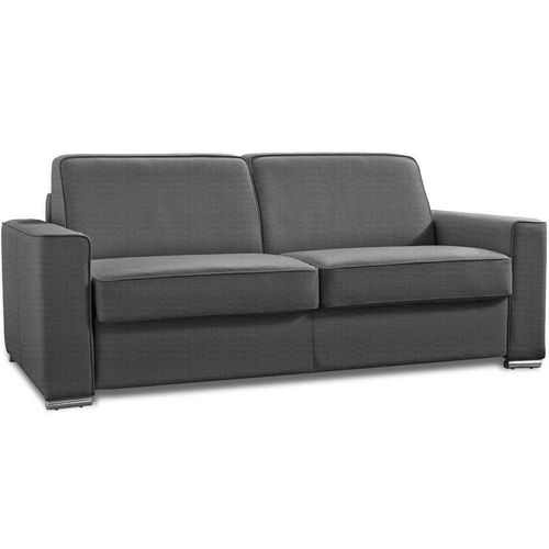 Canapé Convertible 3 Places Excellence 140 Cm Sommier Lattes Matelas Memory 18 Cm Inclus Tweed Gris Graphite