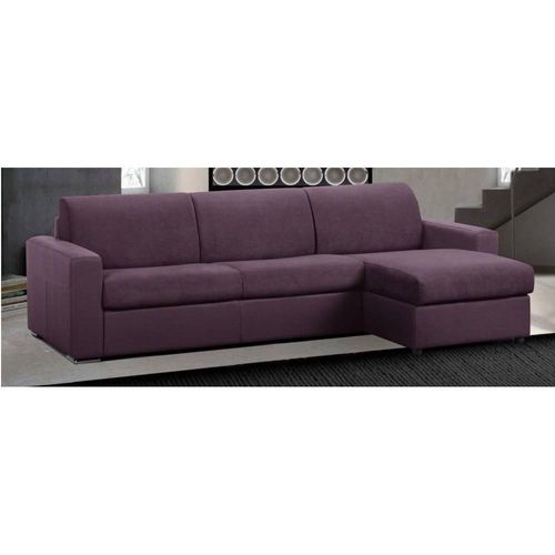 Canapé D'angle Réversible Express Master Couchage 160cm Matelas 18cm Microfibre Lila