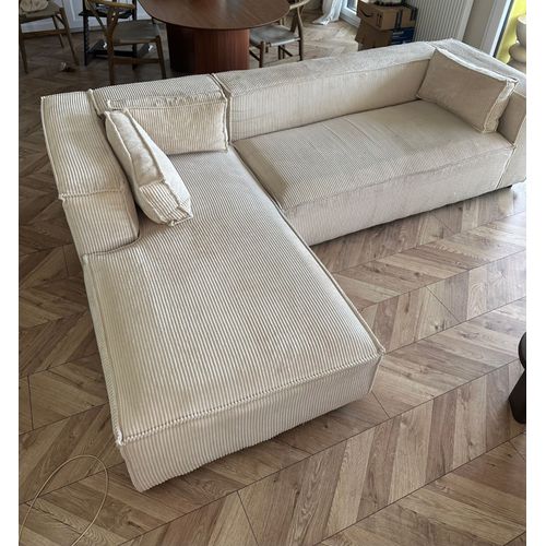Canapé D¿Angle Stella Best Mobilier , En Velours Côtelé Beige