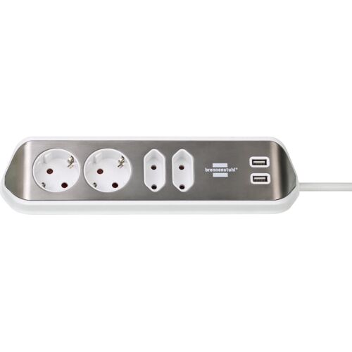 Brennenstuhl Prolongateur multiprise estilo avec fonction de charge USB / blanc - 1153590420