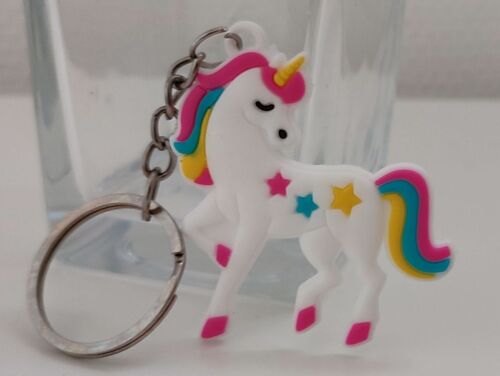 Porte clés licorne blanc et multicolore