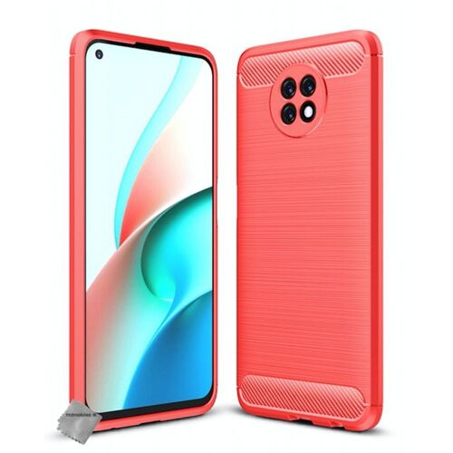 Housse etui coque silicone gel carbone pour Xiaomi Redmi Note 9T 5G + verre trempe - ROUGE