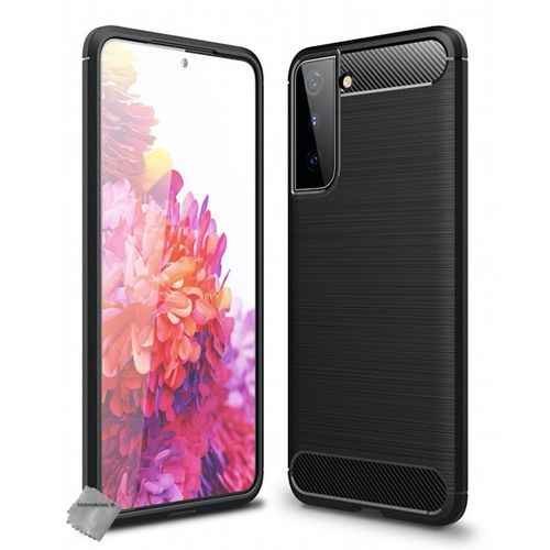 Housse etui coque silicone gel carbone pour Samsung Galaxy S21 5G + verre trempe - NOIR
