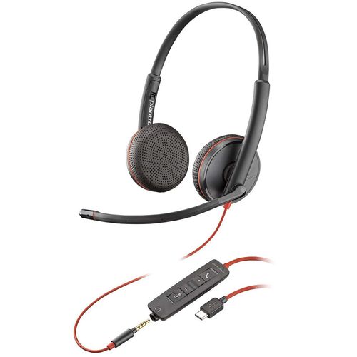 Poly Blackwire C3225 - 3200 Series - micro-casque - sur-oreille - filaire - jack 3,5mm, USB-C - isolation acoustique