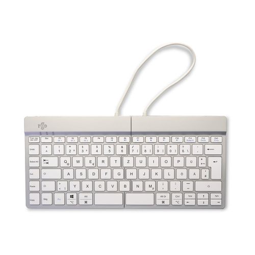R-Go Clavier Ergonomique Split break - Clavier - avec indicateur de rupture intégré - sans fil - Bluetooth 5.0 - QWERTZ - Allemand - blanc