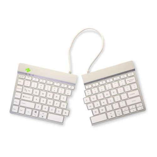 R-Go Clavier Ergonomique Split break - Clavier - avec indicateur de rupture intégré - sans fil - Bluetooth 5.0 - QWERTY - R.-U. - blanc