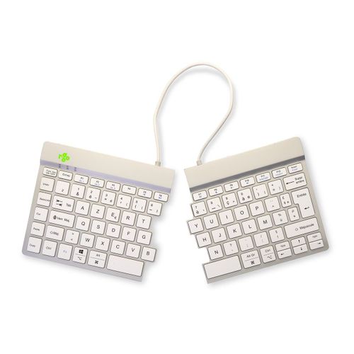 R-Go Clavier Ergonomique Split break - Clavier - avec indicateur de rupture intégré - sans fil - Bluetooth 5.0 - AZERTY - Français - blanc