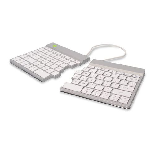 R-Go Clavier Ergonomique Split break - Clavier - avec indicateur de rupture intégré - sans fil - Bluetooth 5.0 - QWERTY - US - blanc