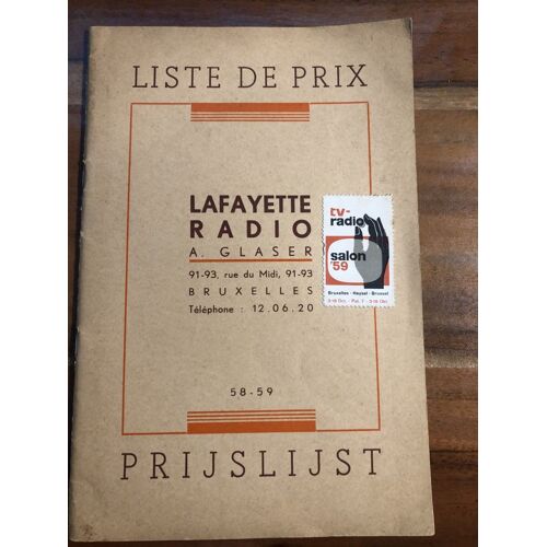 Catalogue Lafayette Radio Glaser, Rue Du Midi, Bruxelles
