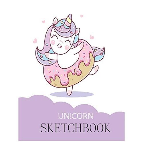 Unicorn Sketchbook: Magical Unicorn Dream Magical Unicorn Kawaii Blank Large Sketchbook For Kids And Girls To Draw White Paper Activity Book 8.5 X 11 Inches 110 Pages