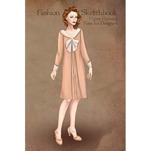 Fashion Sketchbook Figure Drawing Poses For Designers: Fashion Sketch Templates With 1920 Dress Vintage Style Illustration