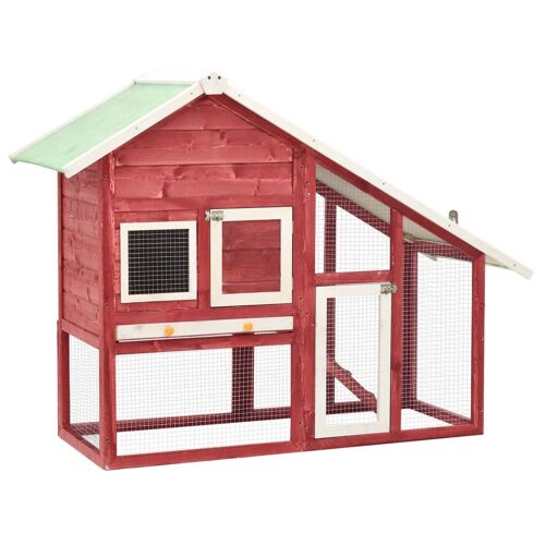Clapier 140 X 63 X 120 Cm Bois De Sapin Massif Rouge Et Blanc Helloshop26 02_0000616