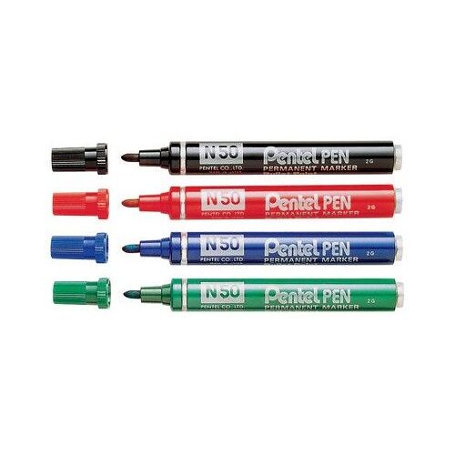 Pentel Marqueur Permanent N50, Bleu,  Pointe Ogive,