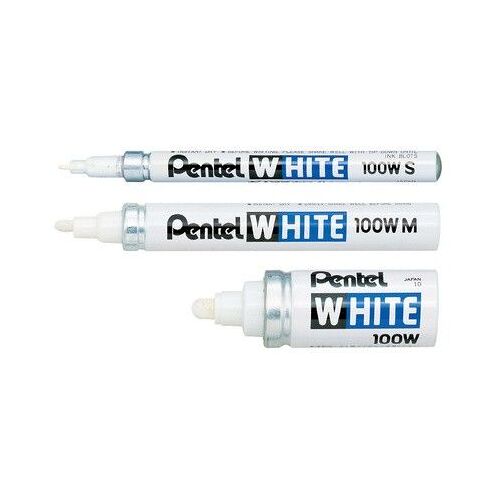 Pentel Marqueur Permanent Blanc X100w, Pointe Ogive - 2,2 Mm