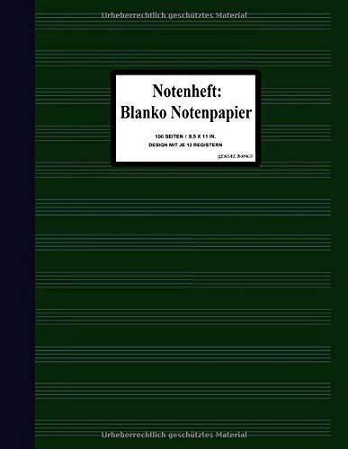 Notenheft: Blanko Notenpapier: (9) Schulheft Fuer Schule, Musikschule, Und Komponisten