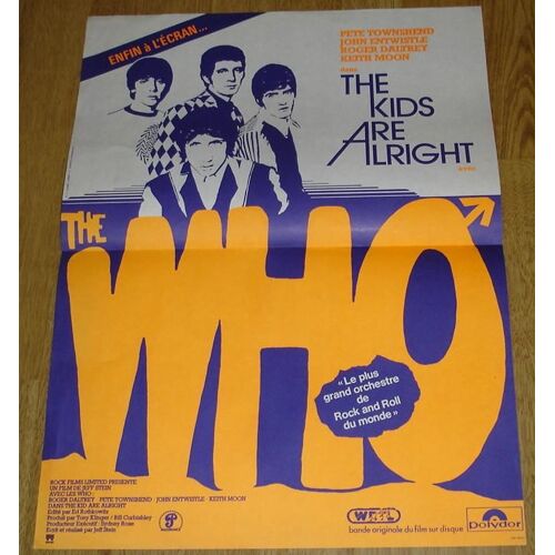 The Who - The Kids Are Alright - Affiche Originale De Cinéma - Format 40x60 Cm - Un Film De Jeff Stein Avec Roger Daltrey, Pete Townshend, Keith Moon, Tom Smothers, Keith Richards, Ringo Starr - 1979
