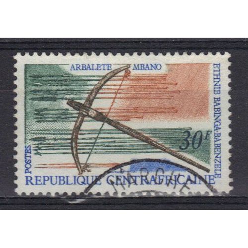 Centrafrique 1968 : Armes Indigènes : Arbalète Mbano (Ethnie Babinga-Babenzele) - Timbre Oblitéré