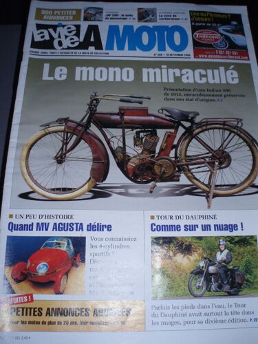 La Vie De La Moto Lvm   N° 535 : Indian 500 1912 Le Miracle ,Mv Agusta Voiturette , Tour Du Dauphiné , La Cuve Du Carbu