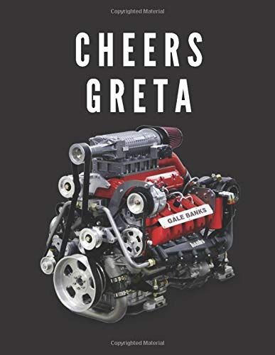 Cheers Greta: Notebook, Diary, Planner, Xmas, Christmas, Printed, Fast Car(110 Pages, Squares, 8.5x11)
