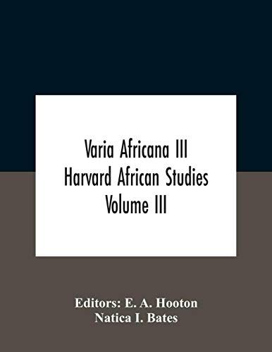 Varia Africana Iii Harvard African Studies Volume Iii