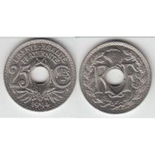 France = Pièce De 25 Centimes, Type Lindauer, Année 1914, Variété Centimes Soulignés, Monnaie Rare