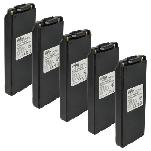 vhbw 5x Batterie compatible avec Icom IC-F4N, IC-F4S, IC-F3S, IC-F4, IC-F4SW radio talkie-walkie (1800mAh, 9,6V, NiMH) - avec clip de ceinture