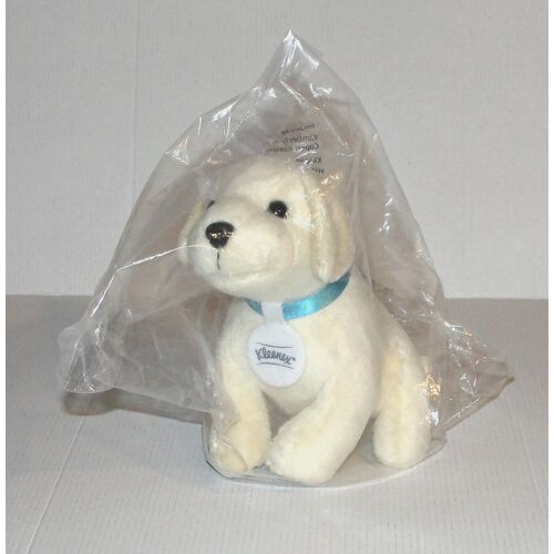 Peluche Chien Kleneex Blanc Collier Bleu Furrytails