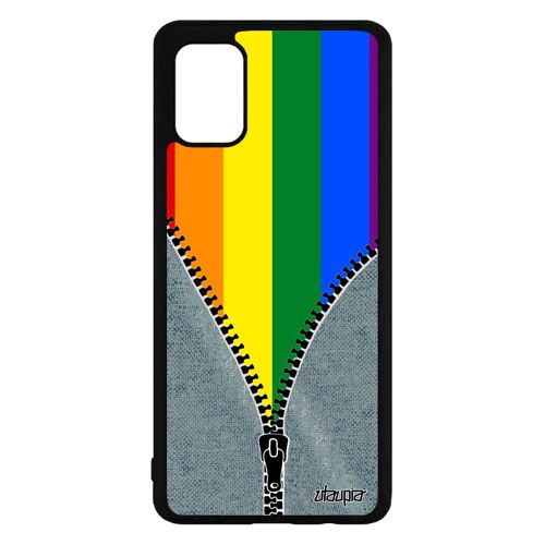 Coque silicone Samsung A71 drapeau gay pride 4G rainbow telephone caoutchouc noir dessin case gaypride marche des fiertés de galaxy