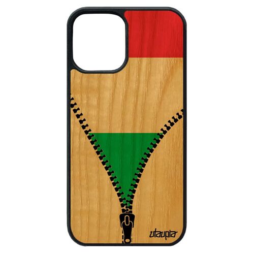Coque Drapeau Italie Italien Iphone 12 Pro Max En Bois Veritable Silicone Jeux Olympiques Smartphone 128 Go Foot Euro Jo Motif