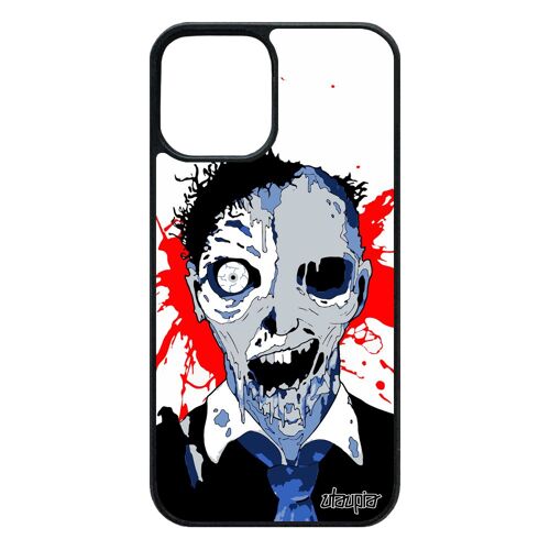 Coque 12 Pro/Iphone 12 Silicone Zombie Horreur Fin Du Monde Dessin Bleu Tache Etui Homme Eclaboussure Epouvante Squelette Sang