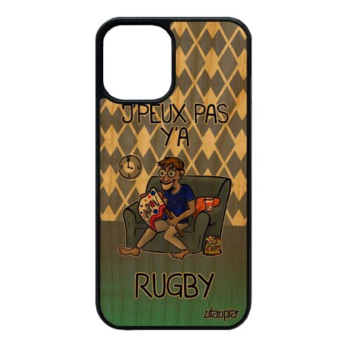 Coque Iphone 12 Mini Bois Veritable Silicone J'peux Pas Y'a Rugby Telephone Texte Pas Cher Jpeux Humoristique Violet Supporter