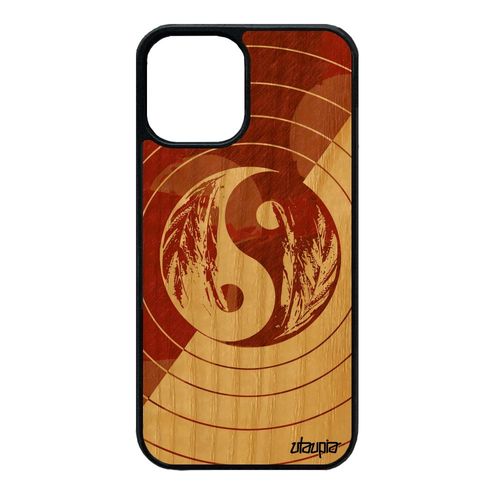 Coque Antichoc Telephone Pour Iphone 12 Mini Bois Silicone Yin Et Yang Couleur Smartphone Ying Portable Yoga 256 Go Marron Art